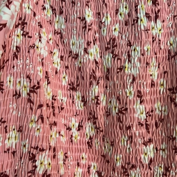 S H E I N Curve Pink Floral Shirred Puff Sleeve Ruffle Hem Dress, Size 2XL, EUC. - Picture 4 of 9